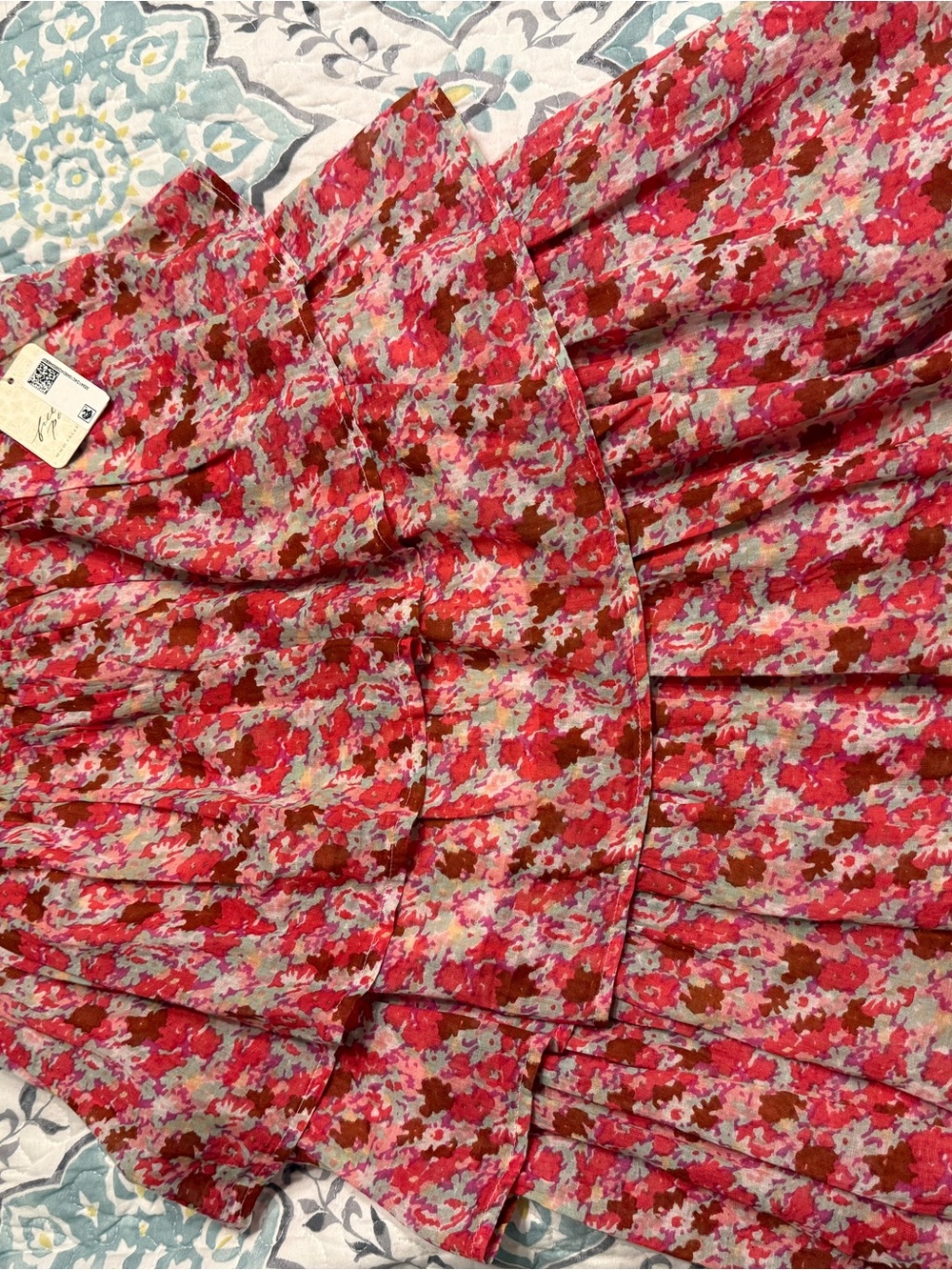 Free people Floral Pink Tiered Midi Skirt